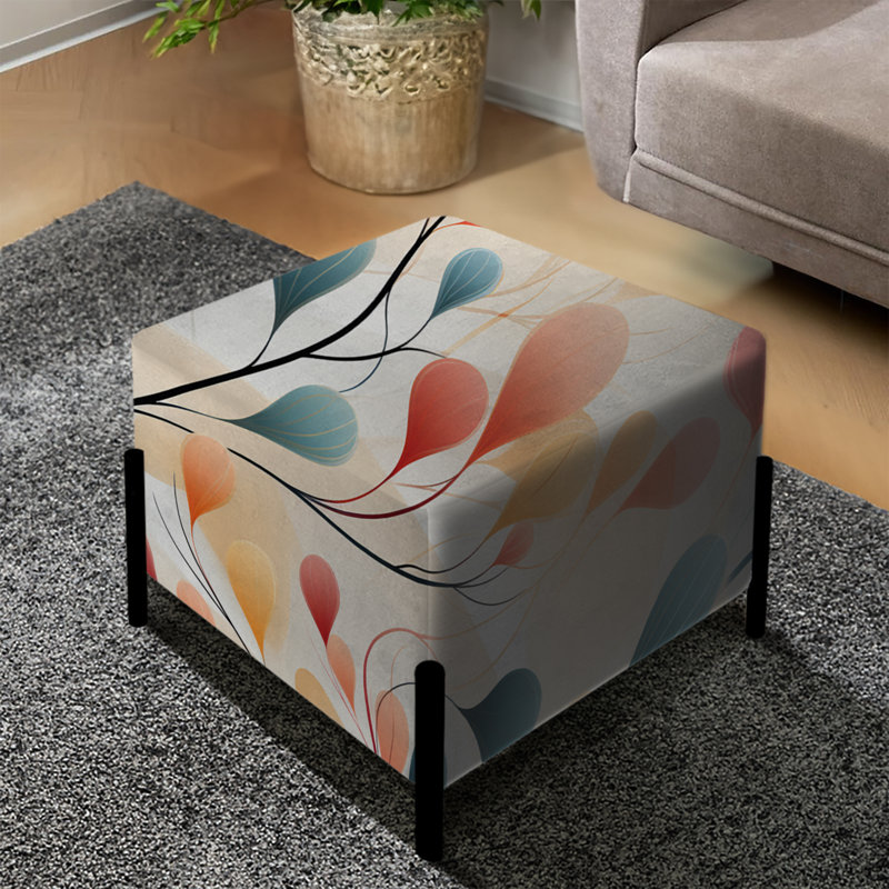 Subtle Whispers - Abstract Square Ottoman
