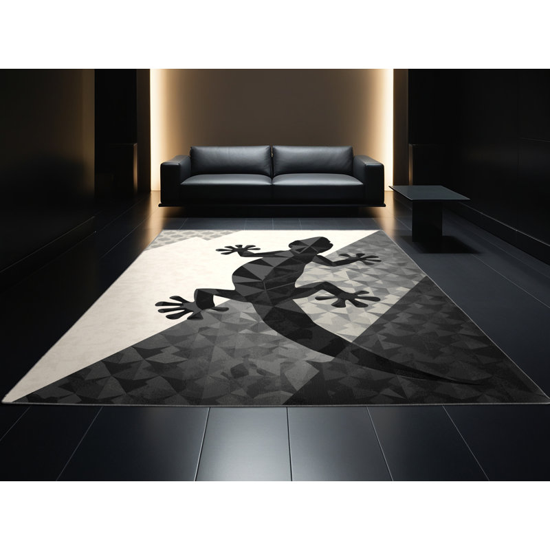 Tapis beige moderne lavable à la machine Ozain Gecko , 5 x 8