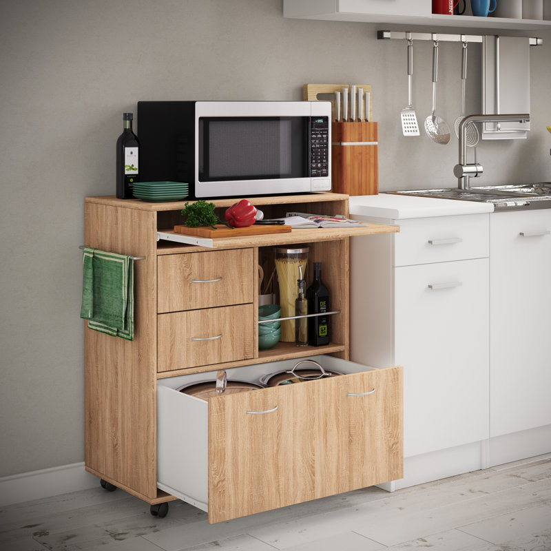 Quintine Wood Kitchen Cart, Light beech