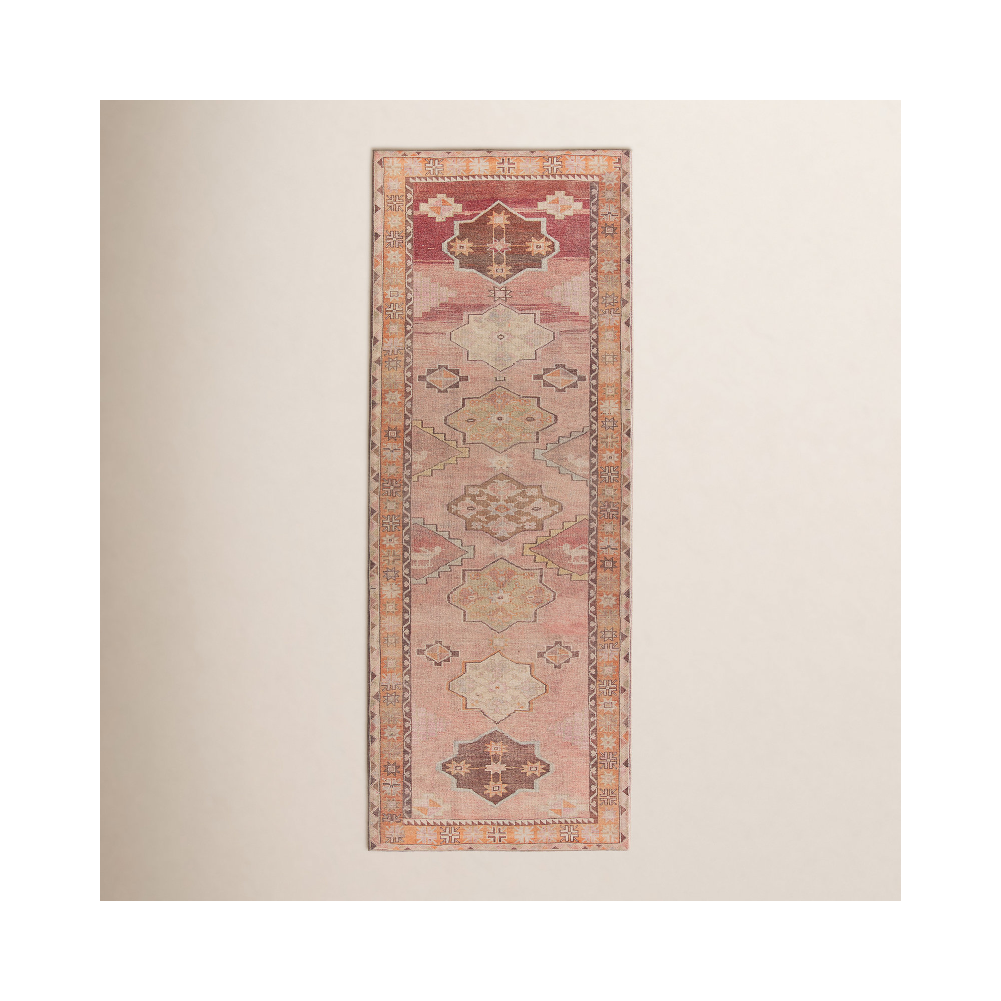 Debary Machine Washable Performance Orange/Pink/Brown Rug, Runner 3' x 10'