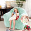 Fauteuil à billes 51 po vert clair et doux en fausse fourrure de lapin avec mousse haute densité, fauteuil lavable pour adultes, enfants, salon, vert clair-5549188-5549189-5549185