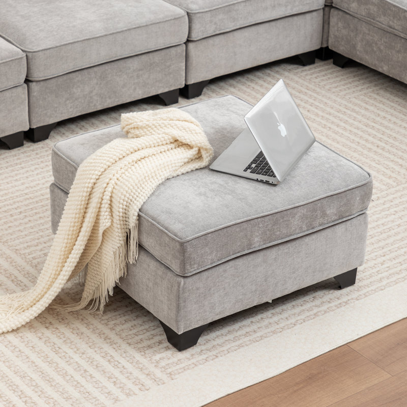 Canapé modulaire en L 7 pièces Bennett, Gris chenille