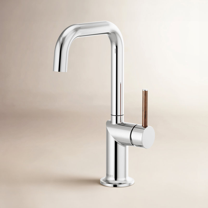 Odin® Bar Faucet with Square Spout, Polished Chrome, Wood Lever