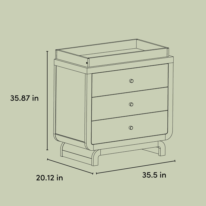 Santorini 3 Drawer Chest With Changing Topper, Hazelnut
