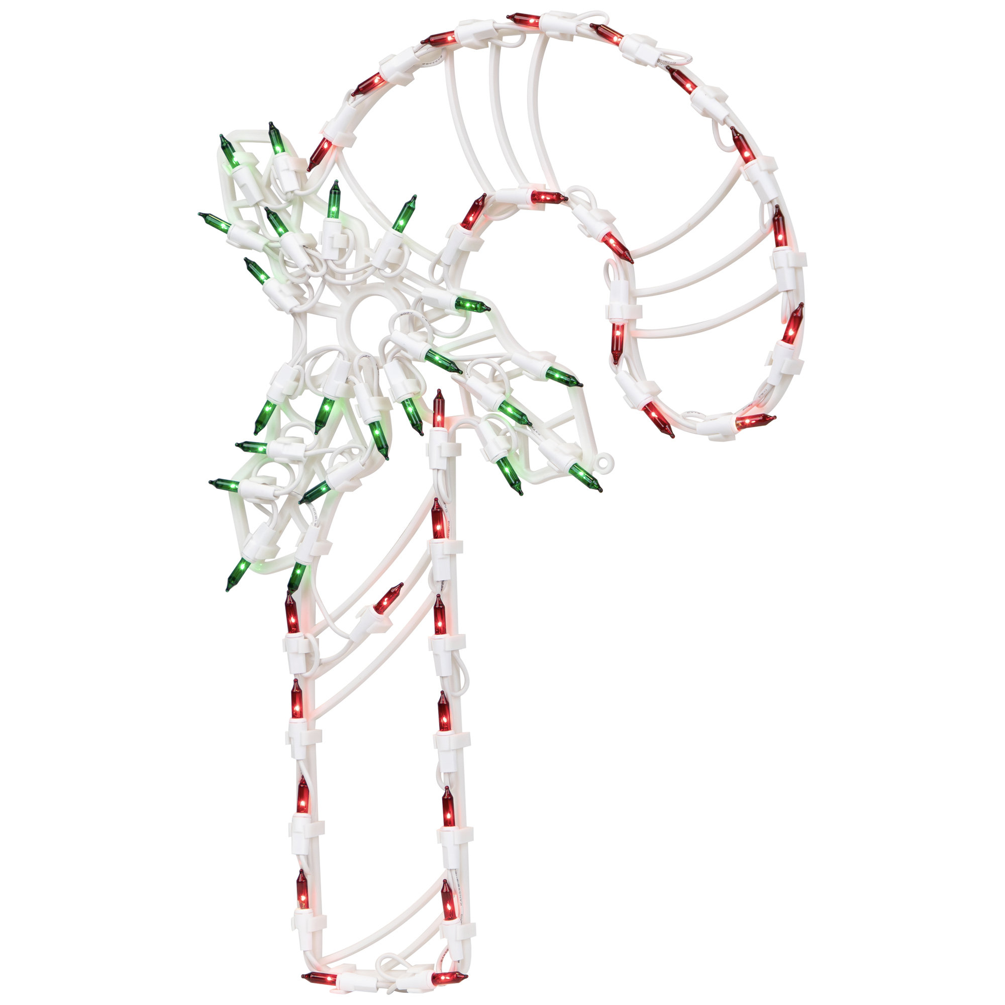 LED Lighted Candy Cane Christmas Window Silhouette Decoration, Green, 18" H x 12" W x 1" D