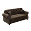 Canapé Chesterfield de 63 pouces en velours avec garniture cloutée et accoudoirs roulés, design moderne Mid-Century, comprend 2 coussins, brun-1290478771