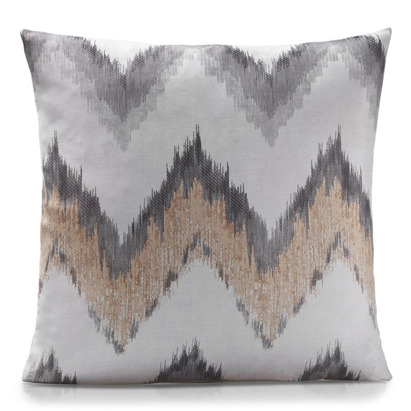 Fulgham Chevron Blue/Grey Square Cushion Cover, Ochre/Grey