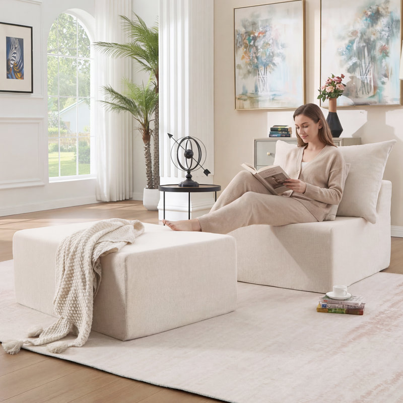 Canapé modulaire en velours côtelé modulaire Boneless, Chenille beige