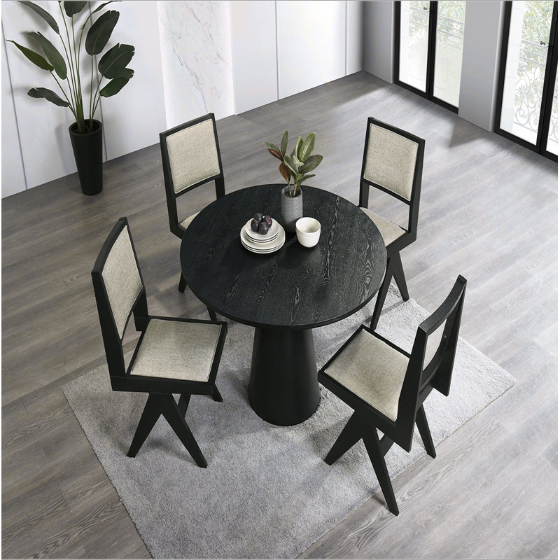 Ensemble de salle à manger 5 pièces contemporain noir avec table de revêtement grise et 4 chaises d'appoint 48 po