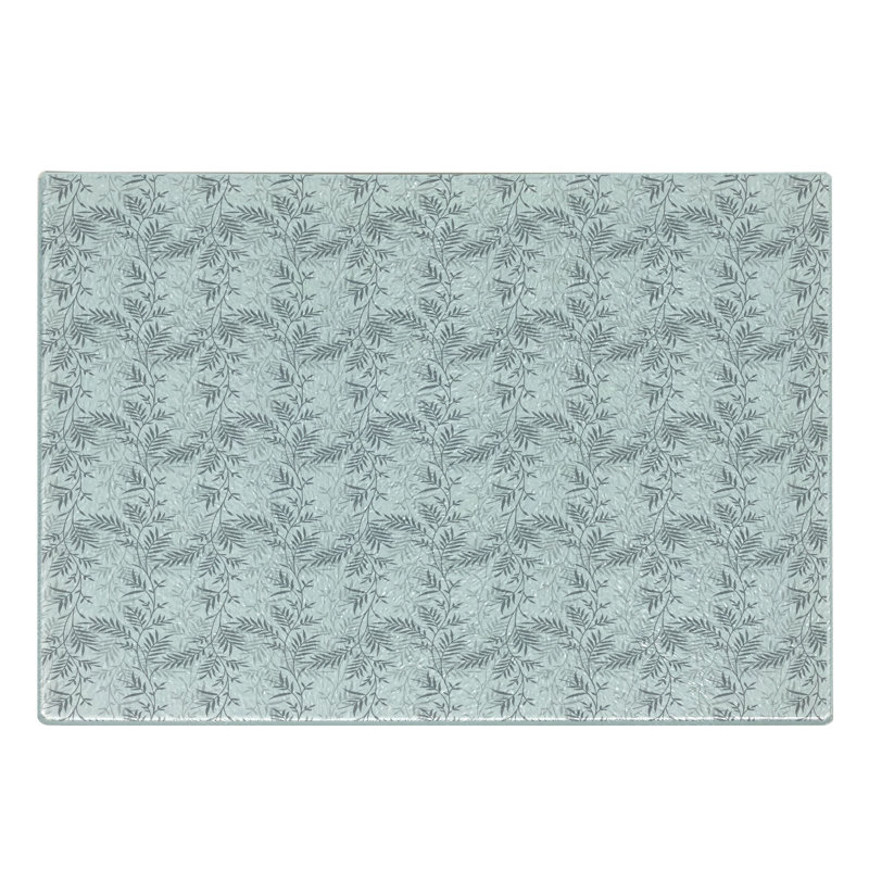 Planche à découper en verre trempé gris et blanc Ambesonne