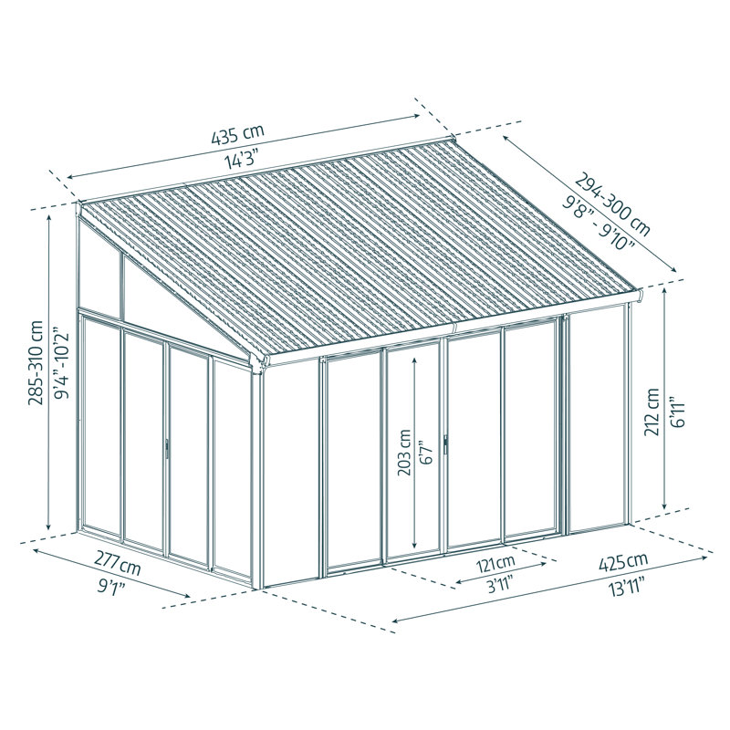 Palram - Canopia SanRemo 10' x 14' Acrylic Aluminum Enclosed Patio Gazebo with Polycarbonate Roof Panel All-Season Outdoor Room in White