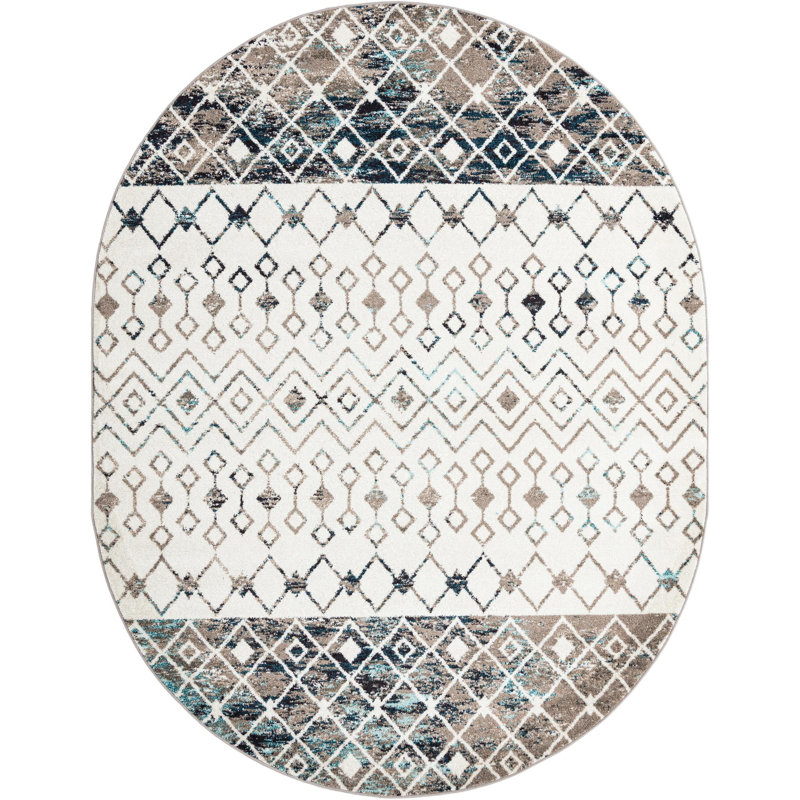 Abstract Indoor Rug, Oval 7'10" x 10'