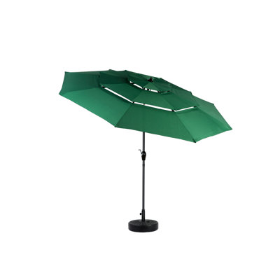 Outdoor Patio 9ft 3 Tier Auto Umbrella, Dark - 100% Draped Backyard Umbrella Covering