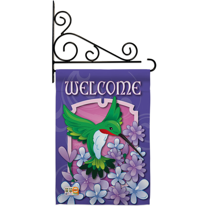 Welcome hummingbird 2 faces polyester 19 x 13 po ensemble de drapeaux