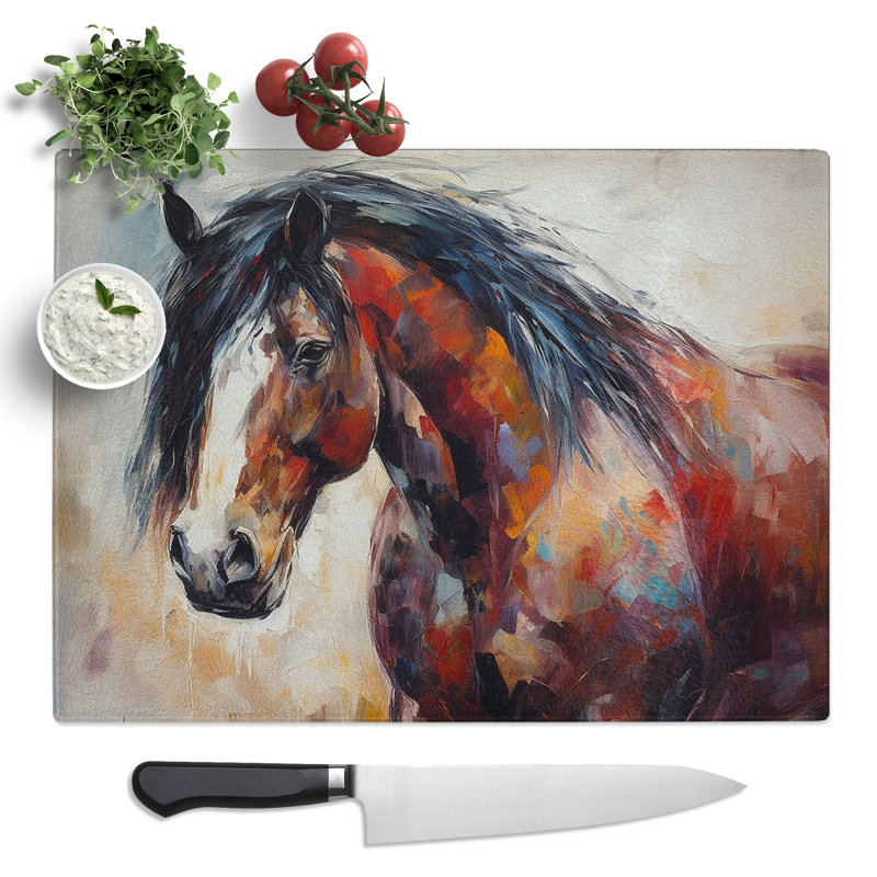 Shire Horse Abstract Expressionism No.1   Glass Chopping Board