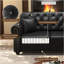 Canapé de 41,3 po rembourré en similicuir avec garniture cloutée et accoudoirs roulés, canapé de style Mid-Century Chesterfield avec capitonnage à boutons, comprend 1 oreiller, noir-1794658152