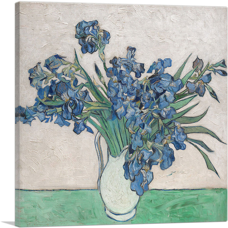 " Irises In White Pitcher 1890 " by Vincent Van Gogh Painting Print, 26" H x 26" W x 0.75" D