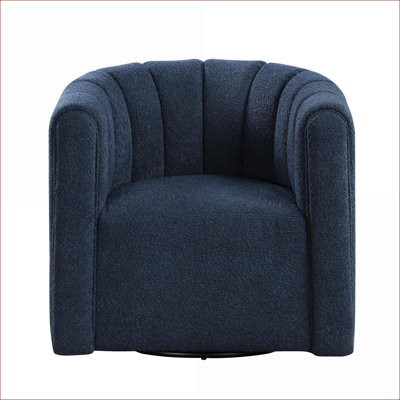 Fauteuil d'appoint moderne pivotant avec repose-pieds, bleu (Options: bleu marine, bleu ciel, bleu royal) Assise rembourrée en bois massif pour le salon Boucle