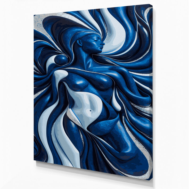 Art mural abstrait sur toile bleue, H 14 po x l 11 po