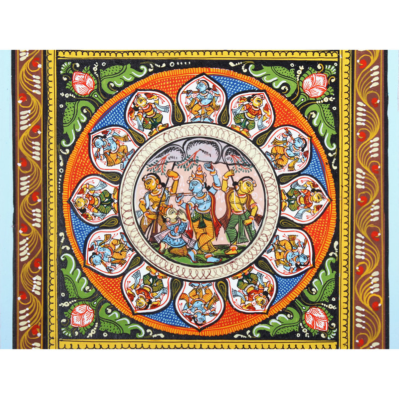 Lord Krishna Lifting Goverdhan Mountain With Dashavatara Of Lord Vishnu