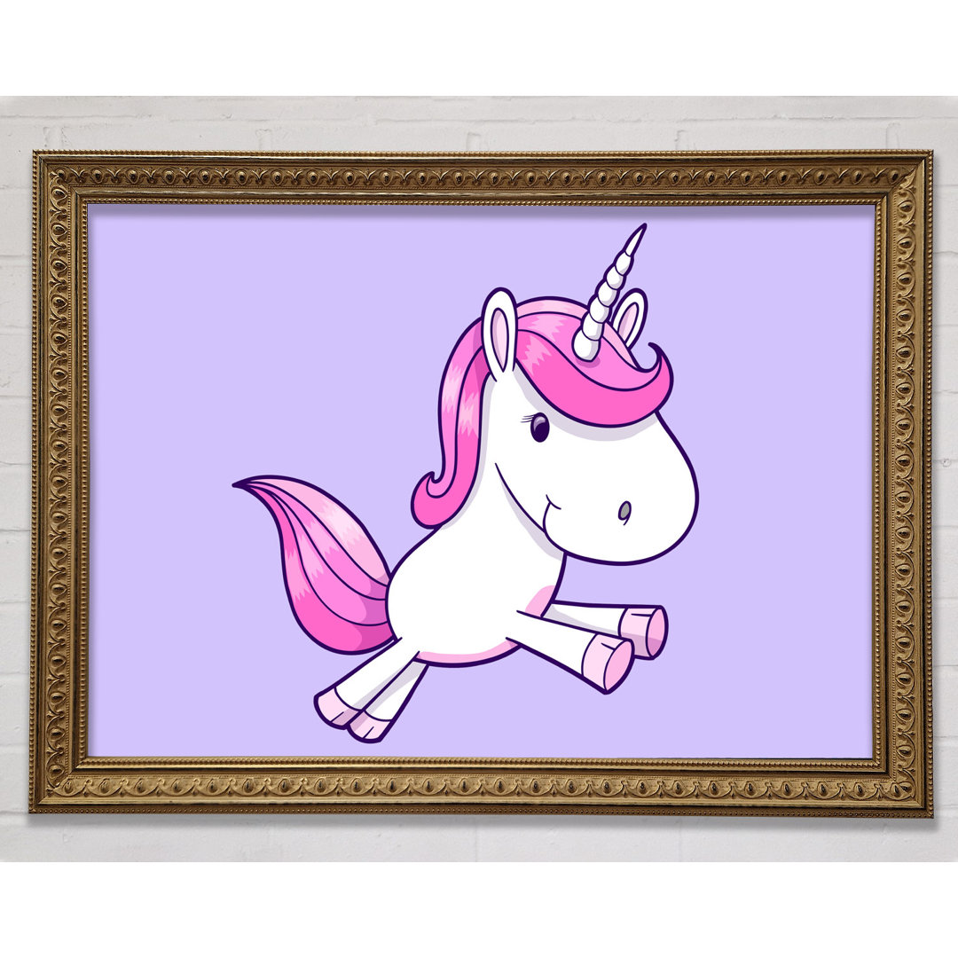 Gerahmtes Leinwandbild Leaping Unicorn Pink