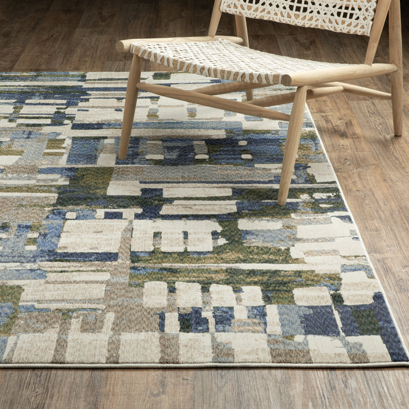 Tapis bleu / vert Holub, Tapis de couloir 2 pi 3 po x 7 pi 9 po