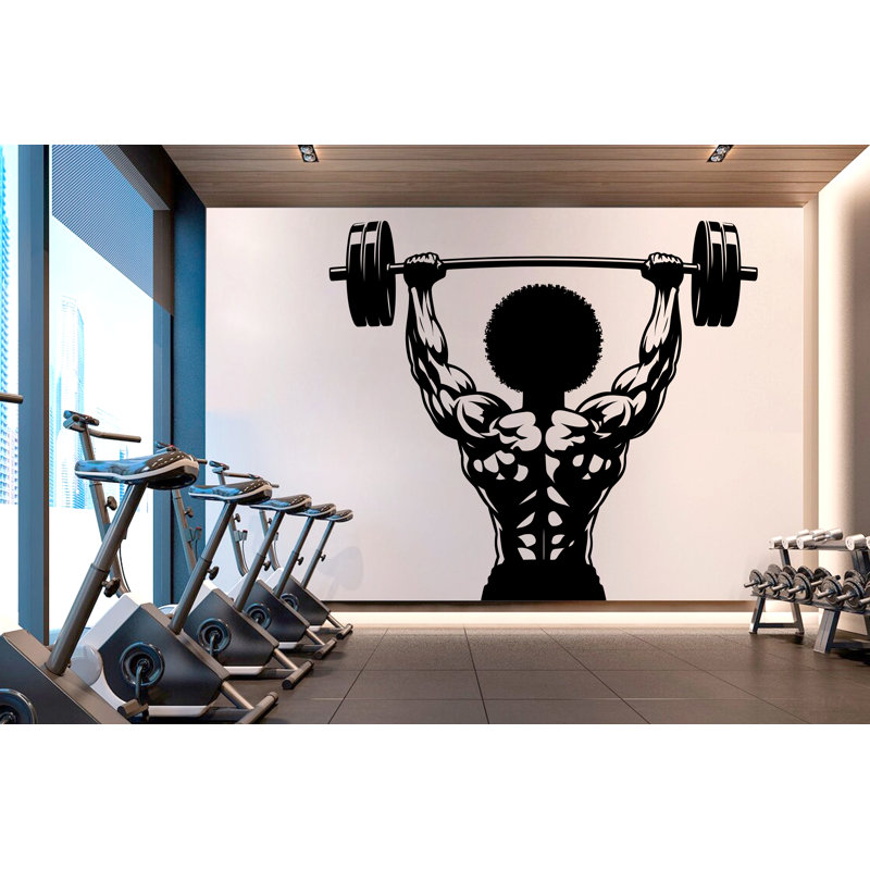 Adhésif décoratif Afro American Men Gym, H 19 po x l 17 po, Rose pastel