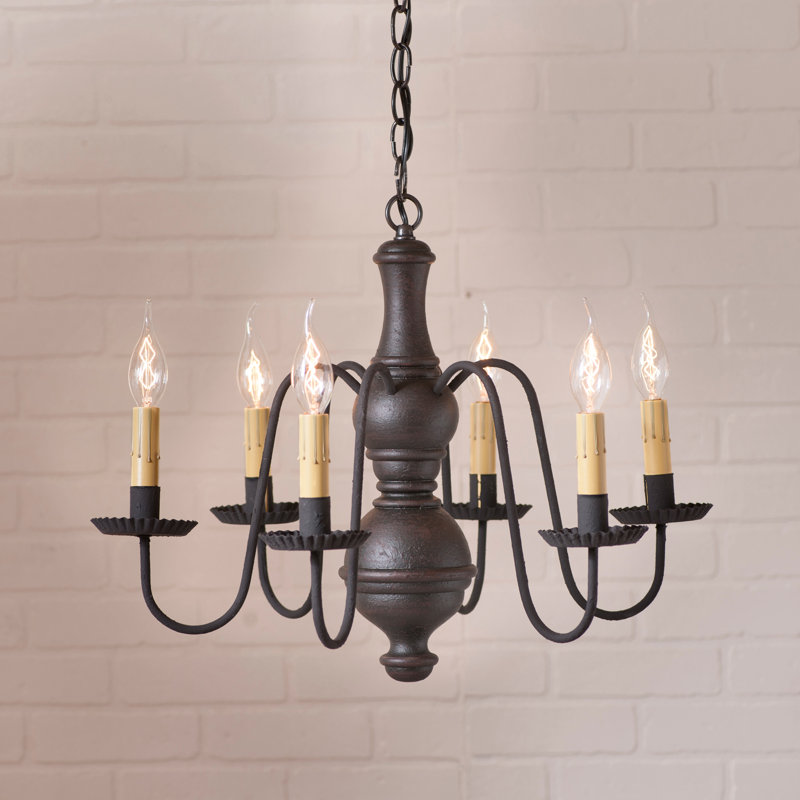Lustree 6 lumières façon bougie/classique Ransdell, Noir, H 16,5 po x l 21,5 po x P 21,5 po