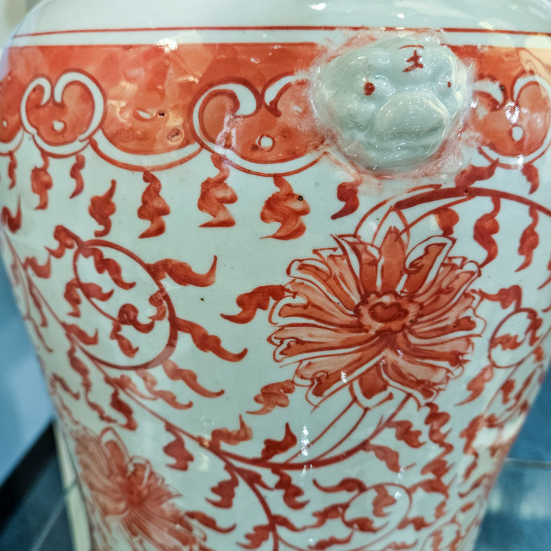Red Floral Temple Jar