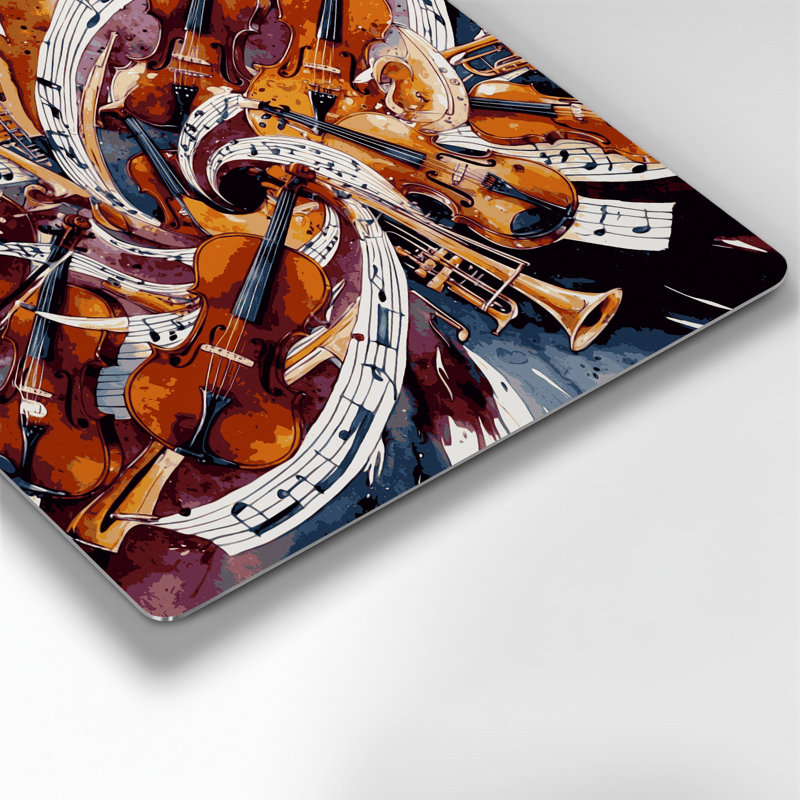 Art musical, instruments de musique en métal rouge, H 32 po x l 32 po