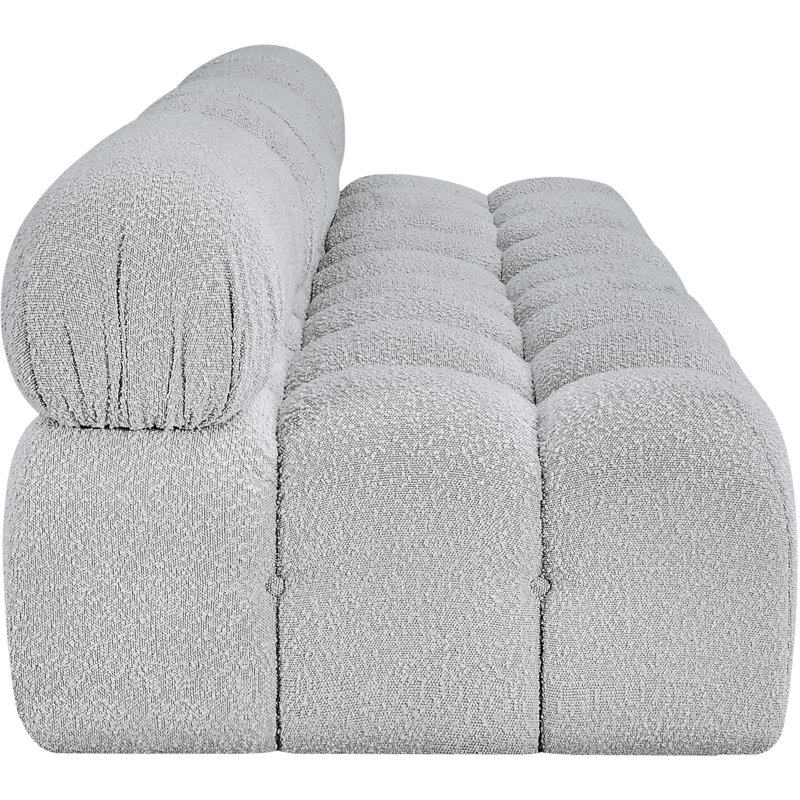 Ames Upholstered Sofa, Grey Boucle Fabric, 3 Armless