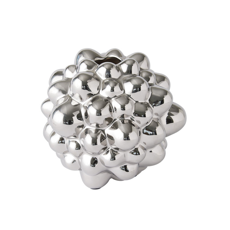 Bubble Vase, 6.75" H x 7" W x 7" D, Bright Silver