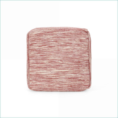 Repose-pieds carré de 16 po Pouf en coton - Repose-pieds / Coussins de plancher | Rouge cramoisi & amp; Blanc neige | Rouge | Coton