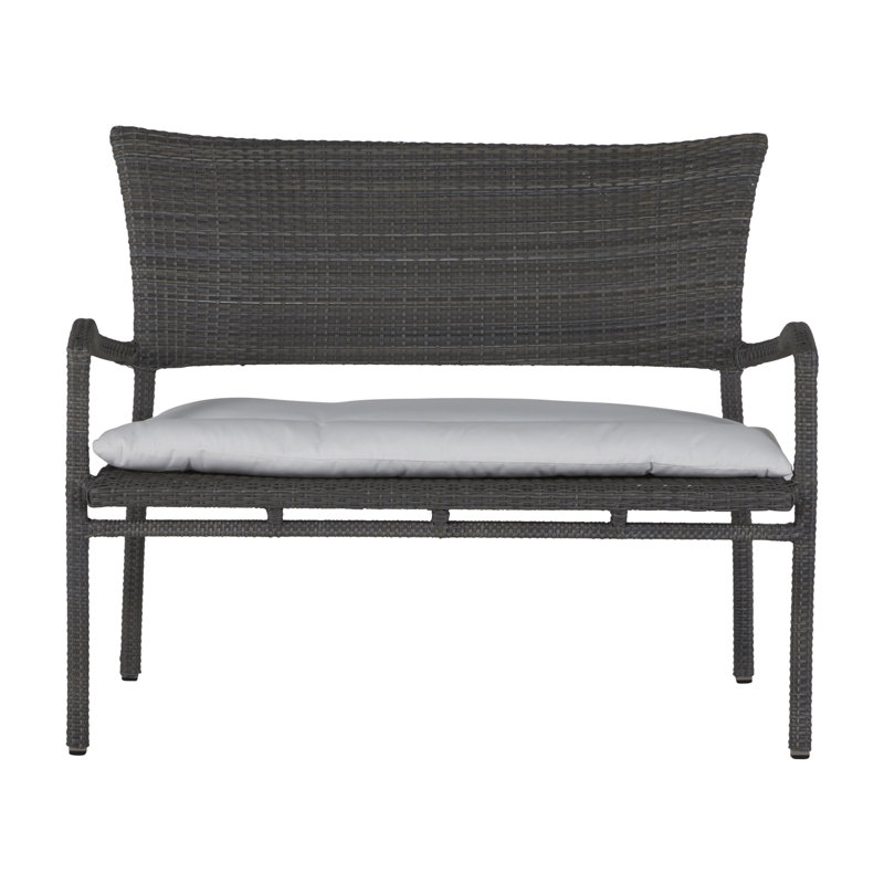 Skye Wicker Garden Bench, Black Walnut, Verona Silver Sunbrella®, No Welt