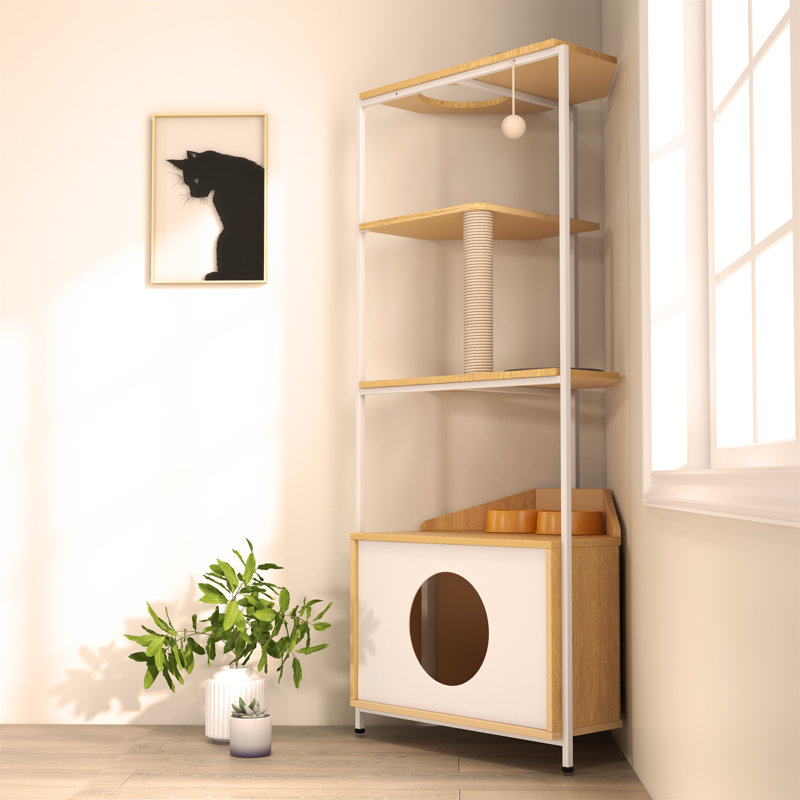 Tour pour chat d'angle polyvalente avec de multiples caractéristiques pour le plaisir félin