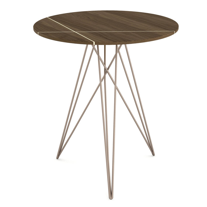 Hudson Solid Wood Top End Table, Walnut, Rose Copper