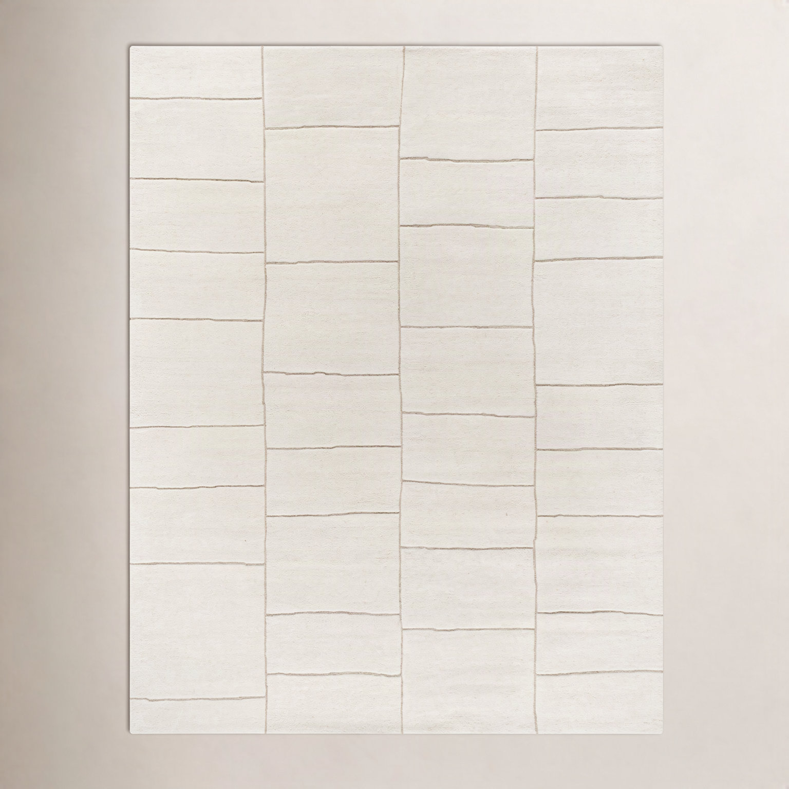 Rosia Hand-Tufted Ivory Geometric Wool Rug, Rectangle 5' x 7'6"