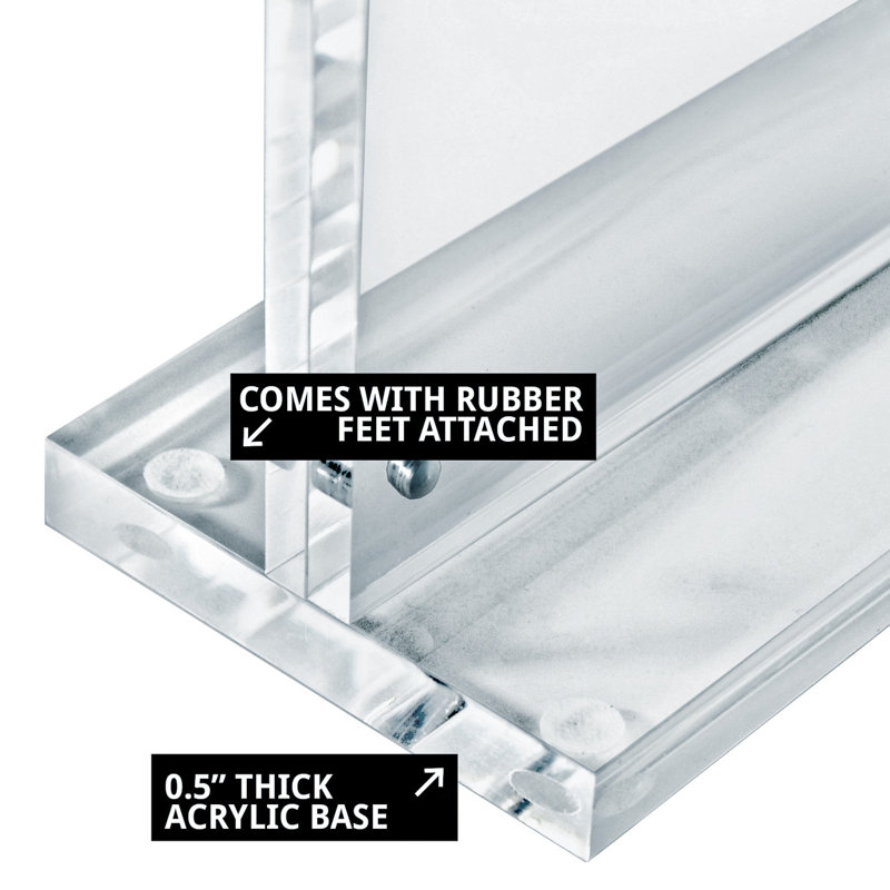Slim Deluxe Acrylic Block Frame 7” x 5” on ½” Acrylic Base with Magnet Closure and Rubber Bumpers, Landscape/Horizontal