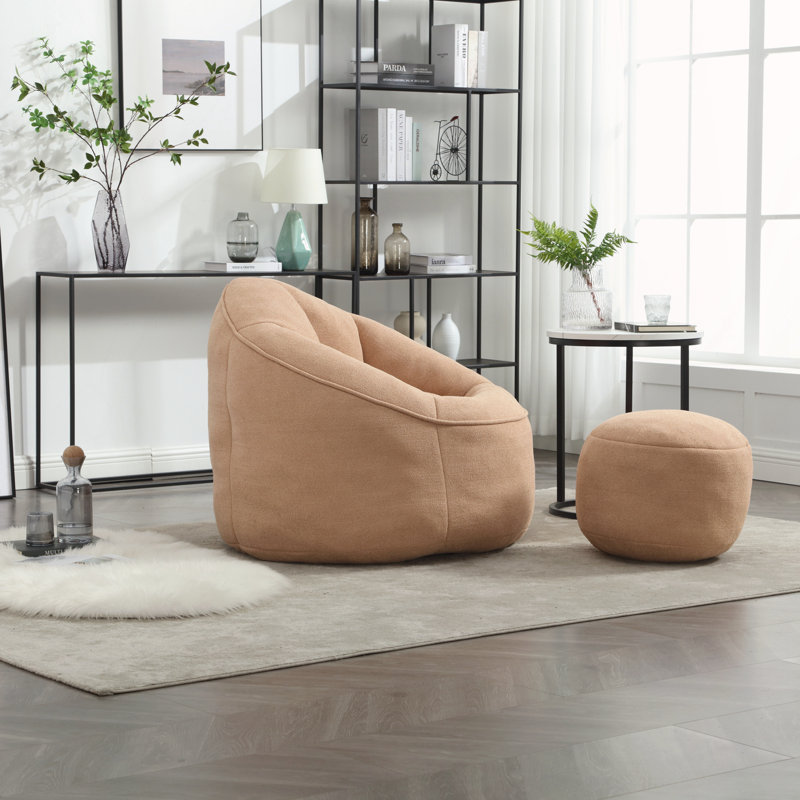 Fauteuil à billes avec repose-pieds, Tanné