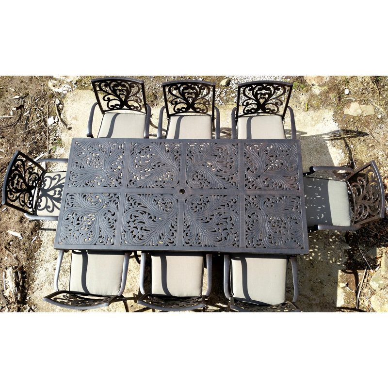 Pathard 8 - Person Patio Dining Set with Rectangular Table , Cushions Included