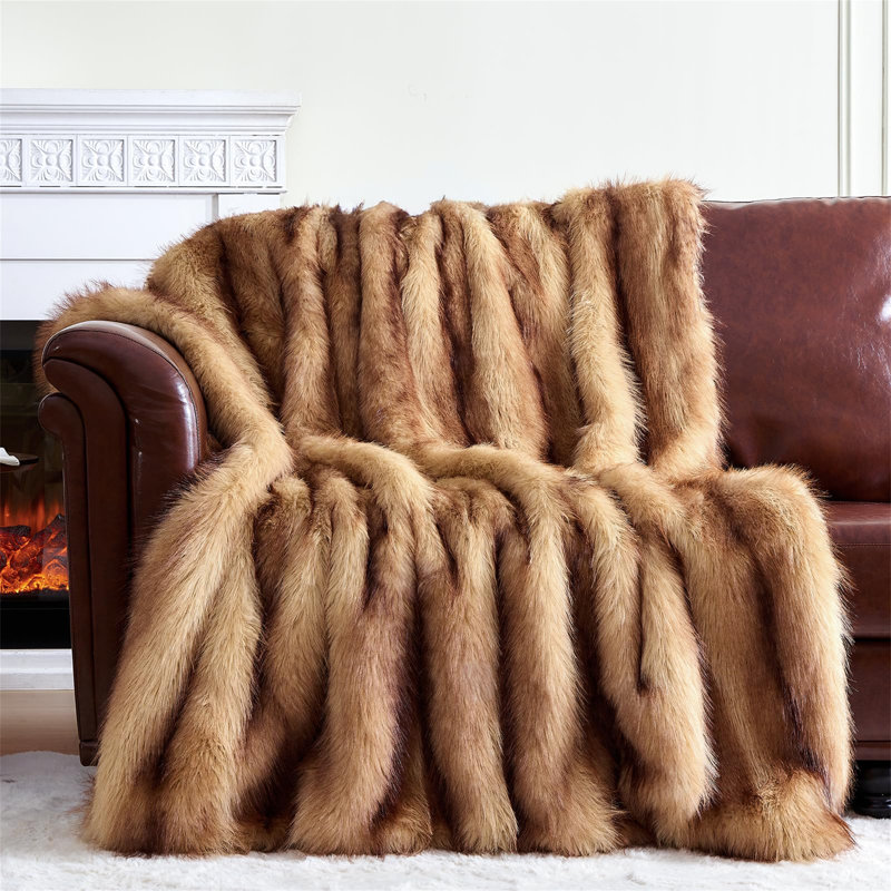 Machine Woven Throw Blanket, Brown