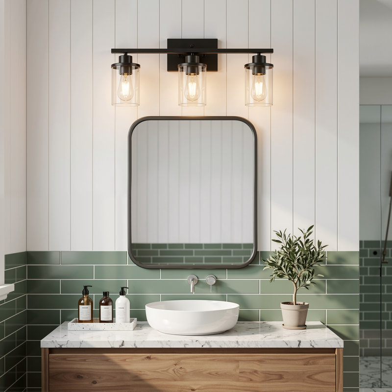 Beaudette 24" 3-Light Dimmable Vanity Light, Matte Black, 3 Lights