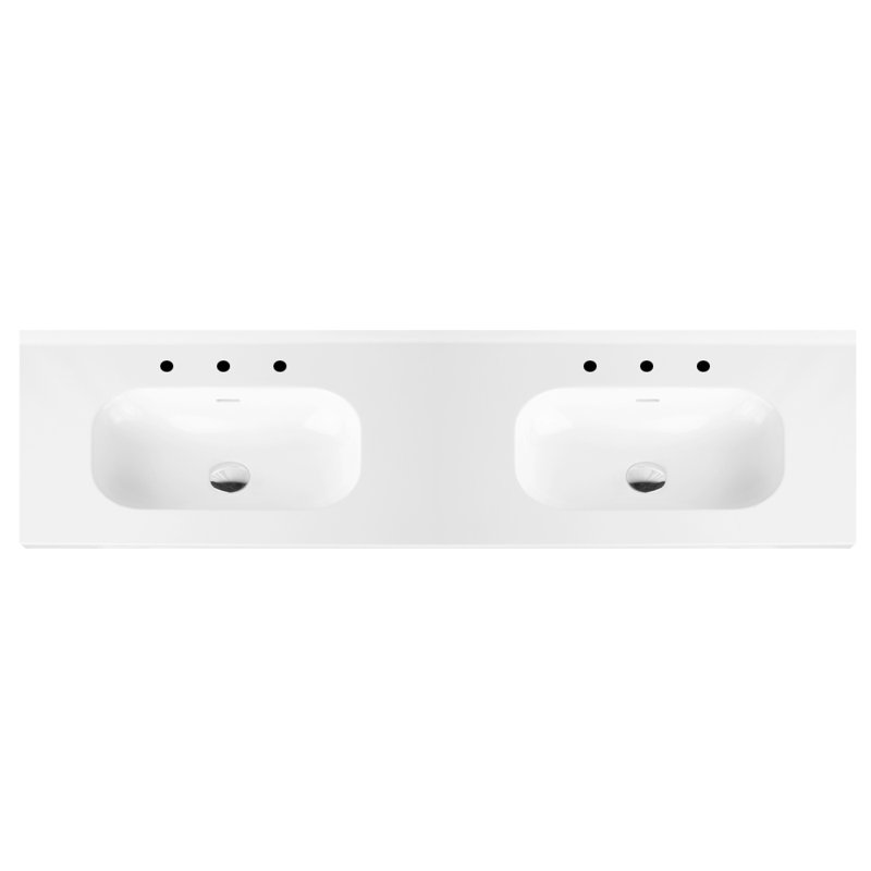 Aquatre 55.88'' W Double Vanity Top, Gloss White, 4" Centerset