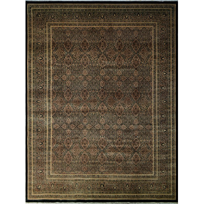 Tapis de la zone en laine 11 pi 11 po x 15 pi 1 po one-of-kind à la main noué la brown Clearman