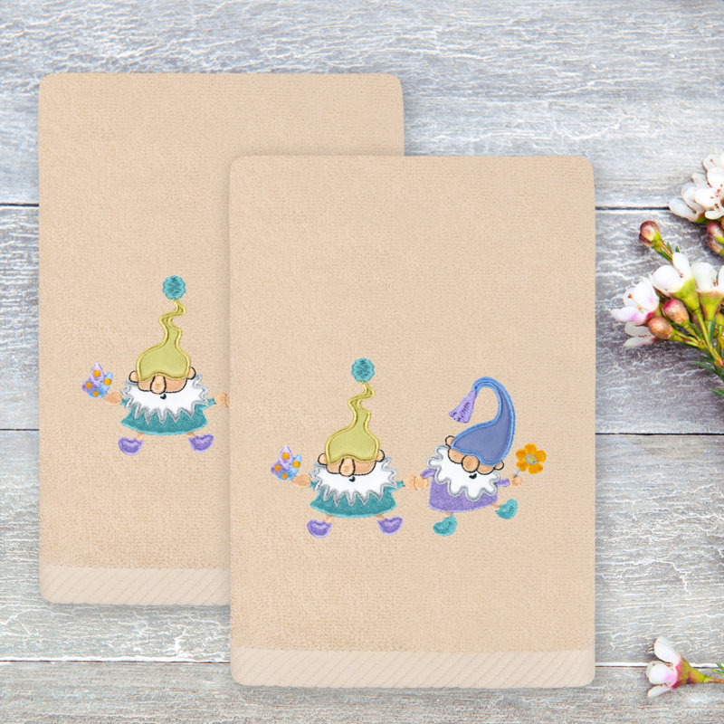  Spring Gnomes Turkish Cotton Hand Towel, Sand