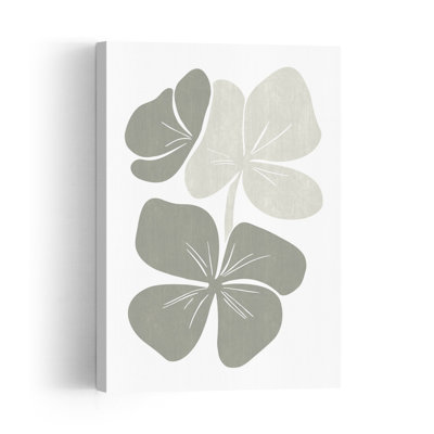 Abstract Grey Flowers Abstract Minimalist Modern Nature Plant Wall Art Print 1 Piece Wrapped Canvas Wall Art