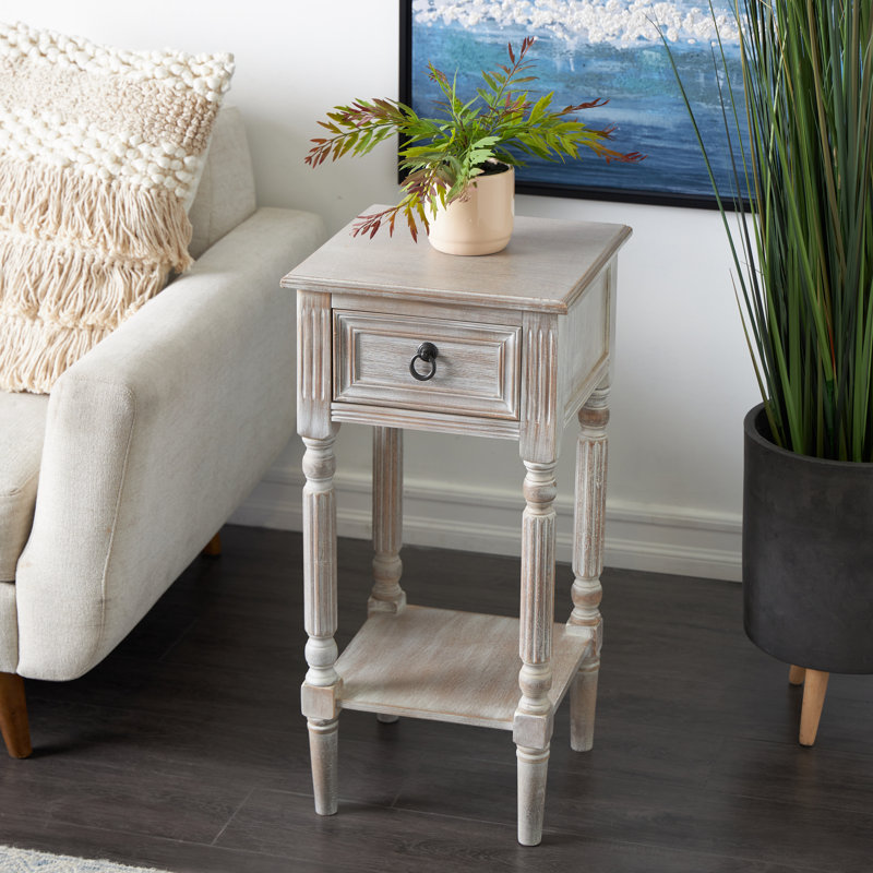 Charlee End Table, Brown with White Wash