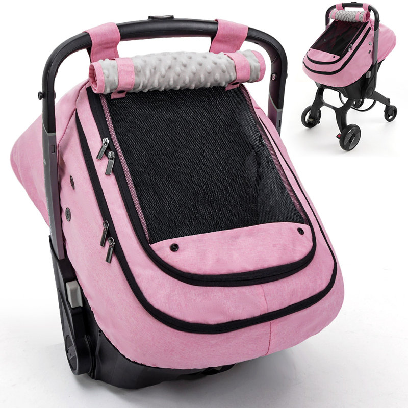 Waterproof Baby Car Seat Cover Canopy, Windproof Carseat Canopy, Pink