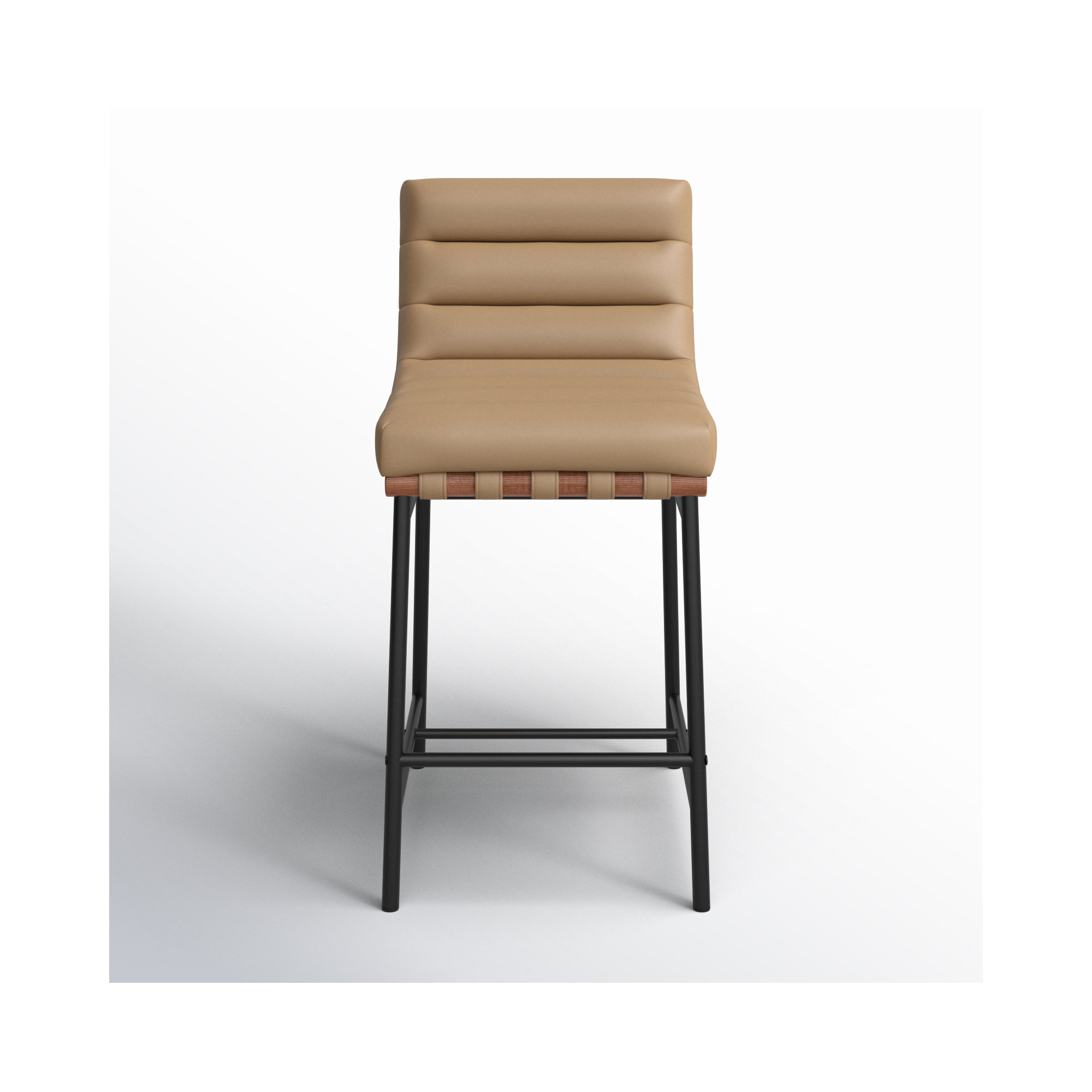 Vincentas Counter Stool, Counter Stool (26.4" Seat Height), Tan Vegan Leather