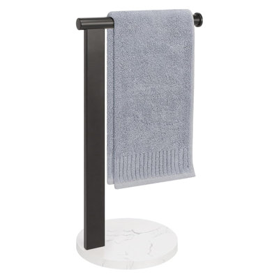 Porte-serviettes à main pour salle de bain et cuisine, porte-serviettes en forme de L avec base en marbre, aucune perçage requis, organisateur de comptoir